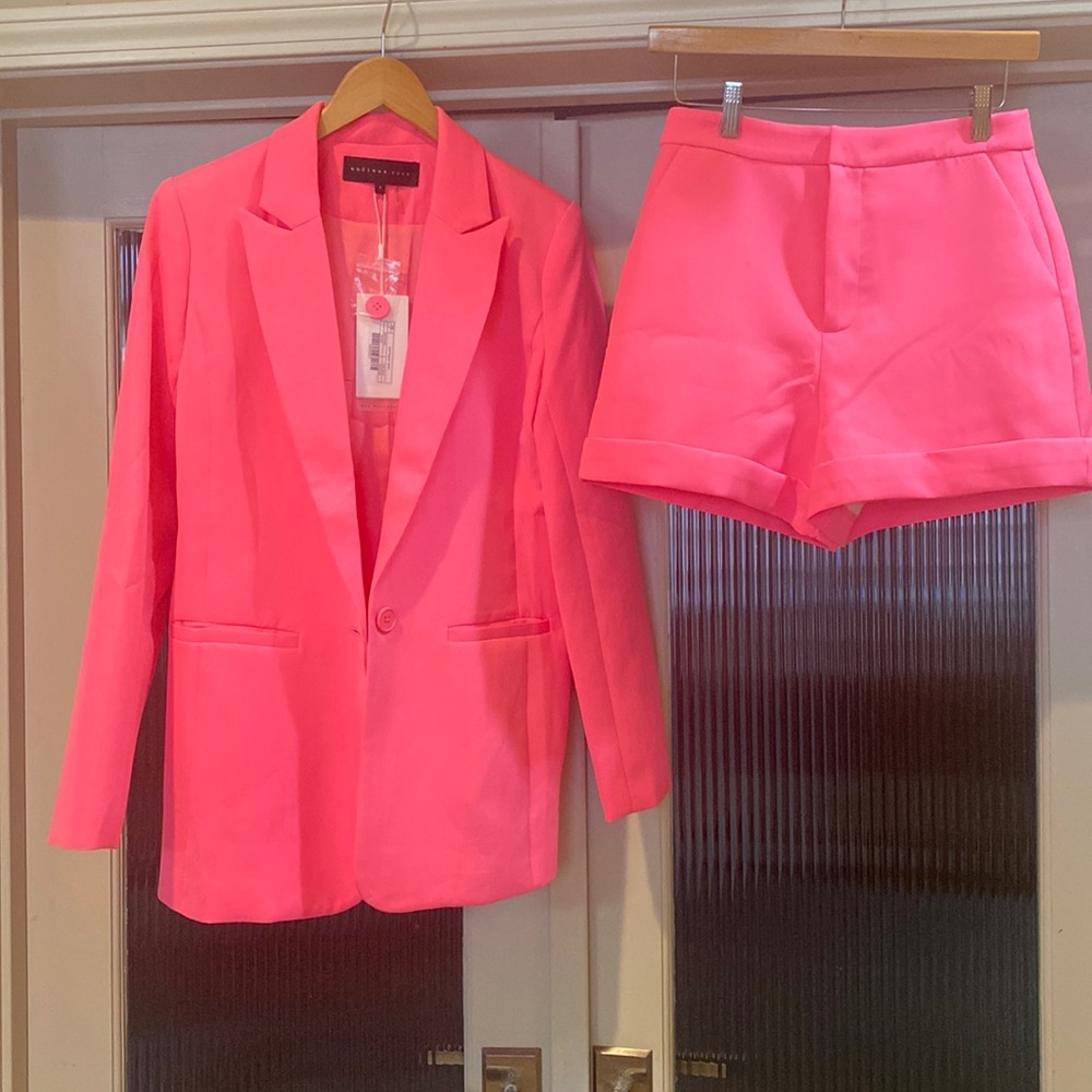Blazer and shorts hot pink set